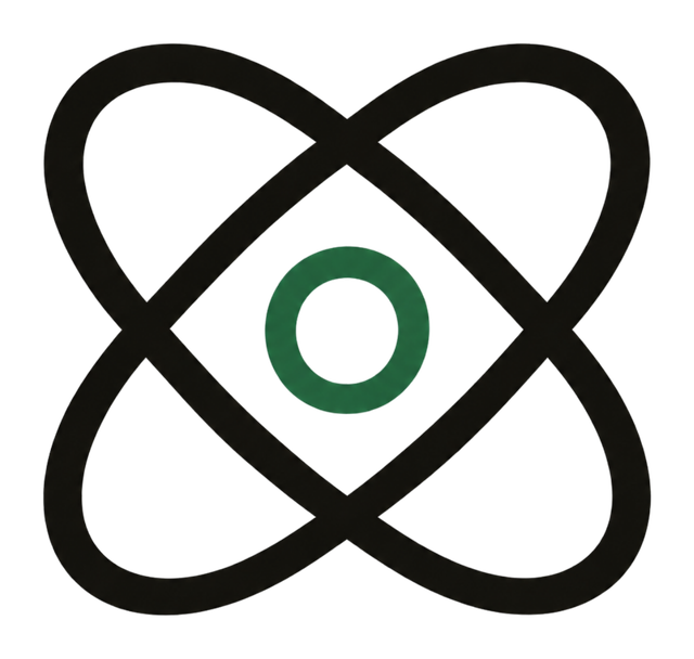 KAIVO mark: two crossing orbits around a green ring